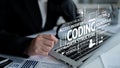 Professional Software Developer Engaged in Coding with Laptop and Programming Concepts Displayed for Technology and Royalty Free Stock Photo