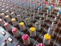 Professional sound and audio mixer control panel with buttons and sliders Royalty Free Stock Photo