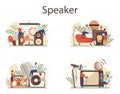 Professional speaker, commentator or voice actor concept set. Peson