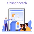 Professional speaker online service or platform. Rhetoric or elocution