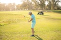 professional sport outdoor. male golf player on professional golf course. Royalty Free Stock Photo