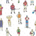 Professional sportsmen seamless pattern