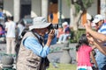 Professional street photographer in Arequipa, Peru Royalty Free Stock Photo