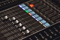 Professional studio equipment for sound mixing. Close-up view of audio control buttons Royalty Free Stock Photo