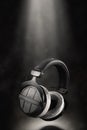 Professional studio headphones on black background