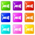 Professional studio light icons set 9 color collection Royalty Free Stock Photo
