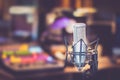 Professional studio microphone, recording studio, equipment in the blurry background Royalty Free Stock Photo