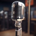 Professional studio microphone on stage, illustration for performances and podcasts, sound recording Royalty Free Stock Photo