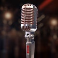 Professional studio microphone on stage, illustration for performances and podcasts, sound recording Royalty Free Stock Photo