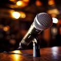 Professional studio microphone on stage, illustration for performances and podcasts, sound recording Royalty Free Stock Photo