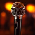 Professional studio microphone on stage, illustration for performances and podcasts, sound recording Royalty Free Stock Photo