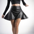 Professional Studio Photography Of Woman Dancing In Leather Skirt