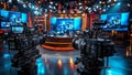 professional news studio setup for live interview Royalty Free Stock Photo