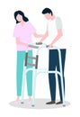 Medical Service for Disabled Man with Chair Vector