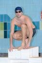 Professional swimmer preparing for swimming race Royalty Free Stock Photo