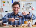 Professional tea expert trying new brews Royalty Free Stock Photo