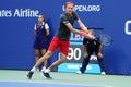 Professional tennis player Alexander Zverev of Germany in action during his 2018 US Open round of 32 match