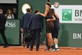 Professional tennis player Alexander Zverev of Germany leaves court injured during his semi-final match  against Rafael Nadal Royalty Free Stock Photo