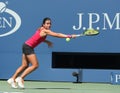 Professional tennis player Anastasija Sevastova of Latvia in action during her US Open 2016 round four match