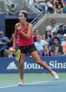 Professional tennis player Anastasija Sevastova of Latvia in action during her US Open 2016 round four match