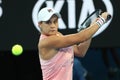Professional tennis player Ashleigh Barty of Australia in action during her quarter-final match at 2019 Australian Open Royalty Free Stock Photo