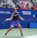 Professional tennis player Bianca Andreescu of Canada in action during the 2019 US Open third round match Royalty Free Stock Photo