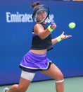 Professional tennis player Bianca Andreescu of Canada in action during the 2019 US Open third round match Royalty Free Stock Photo