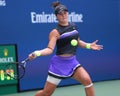 Professional tennis player Bianca Andreescu of Canada in action during the 2019 US Open third round match Royalty Free Stock Photo