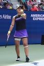 Professional tennis player Bianca Andreescu of Canada in action during the 2019 US Open third round match Royalty Free Stock Photo