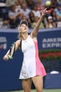 Professional tennis player Caroline Wozniacki of Denmark celebrates victory after her round four match at US Open 2016