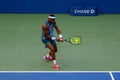 Professional tennis player Frances Tiafoe in a competitive US Open match