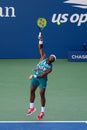 Professional tennis player Frances Tiafoe in a competitive US Open match