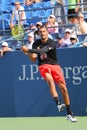 Professional tennis player Nick Kyrgios of Australia practices for US Open 2015