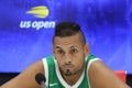 Professional tennis player Nick Kyrgios of Australia during press conference after his 2019 US Open third round match Royalty Free Stock Photo