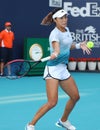 Professional tennis player Qiang Wang of China in action during her quarter-final match at 2019 Miami Open at Hard Rock Stadium Royalty Free Stock Photo