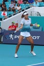 Professional tennis player Qiang Wang of China in action during her quarter-final match at 2019 Miami Open at Hard Rock Stadium Royalty Free Stock Photo