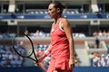 Professional tennis player Roberta Vinci of Italy in action during her quarterfinal match at US Open 2015