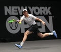 Professional tennis player Sam Querrey of USA in action during his round of 16 match at the 2019 New York Open tennis tournament