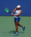 Professional tennis player Taylor Townsend of United States in action during her 2019 US Open third round match Royalty Free Stock Photo