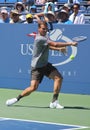 Professional tennis player Tomas Berdych from Czech Republic practices for US Open 2013 Royalty Free Stock Photo