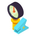 Professional tool icon isometric vector. Two welding clamp manometer equipment Royalty Free Stock Photo