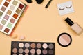 Professional trendy makeup products with cosmetic beauty products Royalty Free Stock Photo