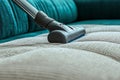 Professional Upholstery Cleaning Process Using Extraction System for Sofa and Home Interior Textiles Royalty Free Stock Photo
