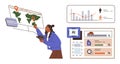 Professional using data visualization tools for analysis and insights on global trends and performance Royalty Free Stock Photo