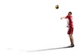 Professional valleyball player isolated on white Royalty Free Stock Photo
