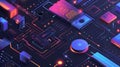 Futuristic Circuit Board and Microchip Technology Illustration. Generative Ai Royalty Free Stock Photo