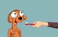 Pet Owner Holding a Toothbrush for his Dog Vector Illustration