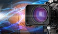 Professional video camera on background Royalty Free Stock Photo