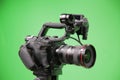 A professional video camera or camcorder for movie recording, television broadcasting studio. This video camera has wide lens. Royalty Free Stock Photo