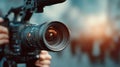Professional video camera lens close up Royalty Free Stock Photo